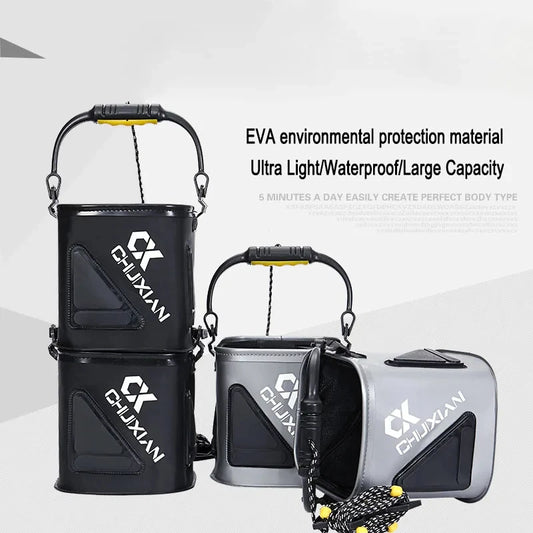 Seau de Pêche Pliable EVA Épais avec Couvercle - Vivier à Poissons Vivants et Appâts – Accessoires de Pêche – Oceanis Gear