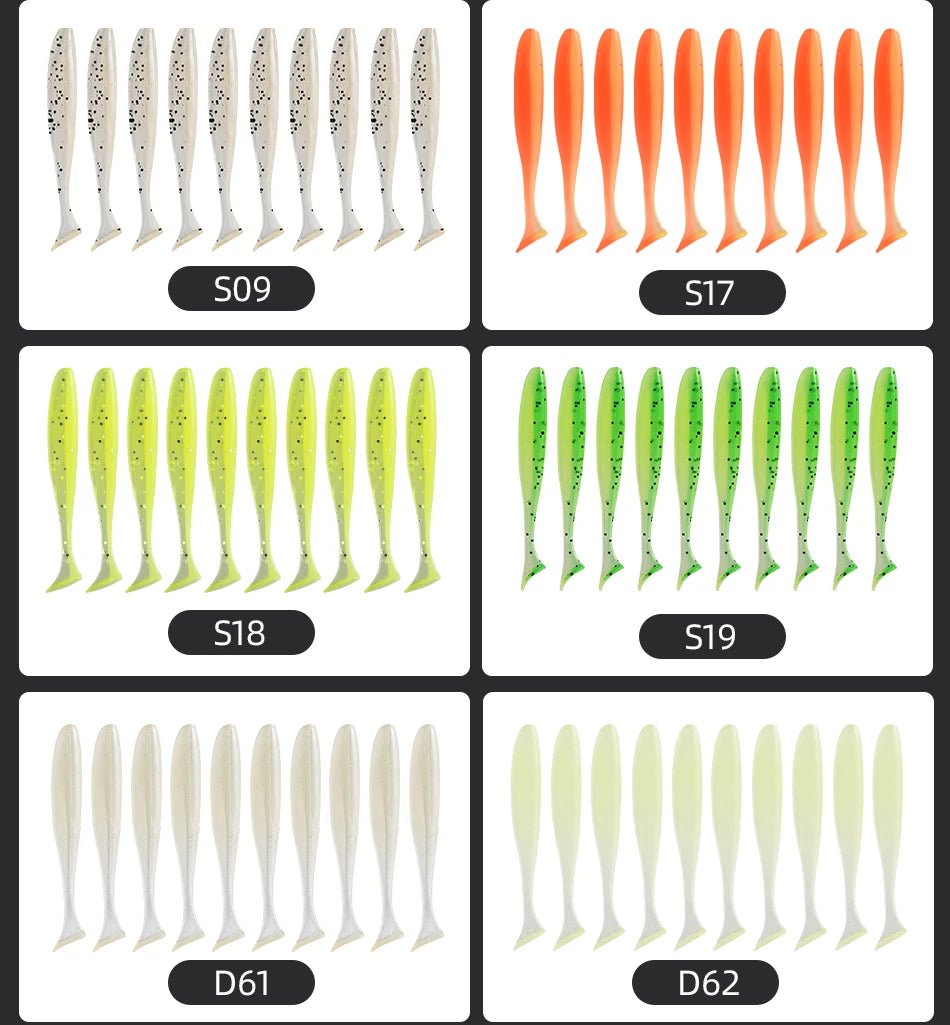 Leurres Souples Carpe Silicone - Lot 10 Pièces Multi-Tailles – Leurres de pêche – Oceanis Gear