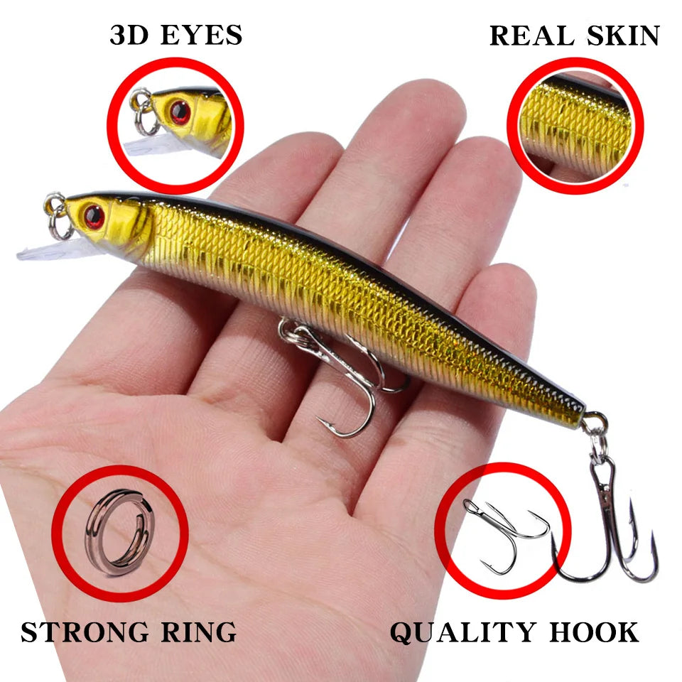 Leurre Minnow Flottant 95mm 8g - Poisson Nageur Dur Carnassier – Leurres de pêche – Oceanis Gear