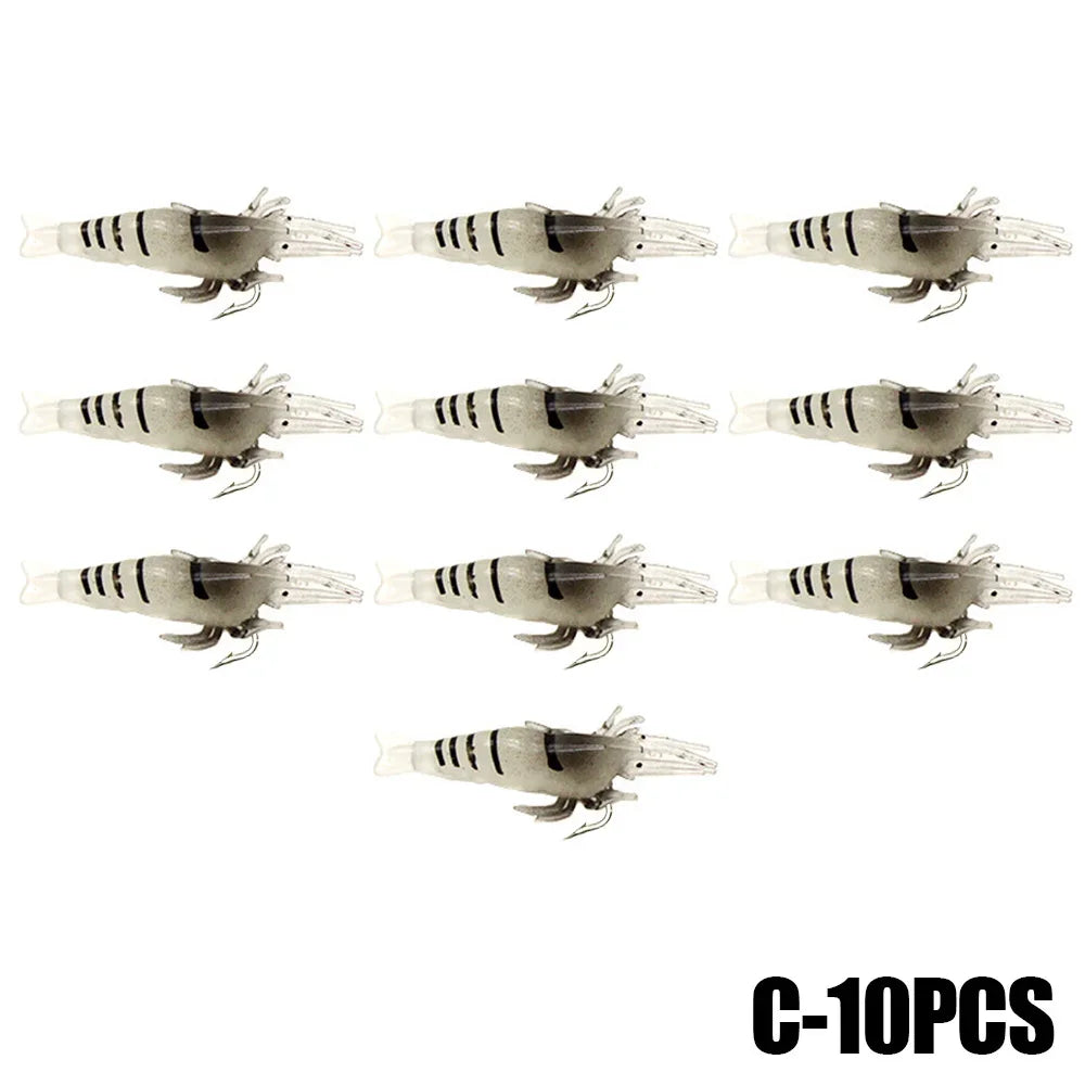 Crevettes Lumineuses Silicone x10 - Leurres – Leurres de Pêche – Oceanis Gear