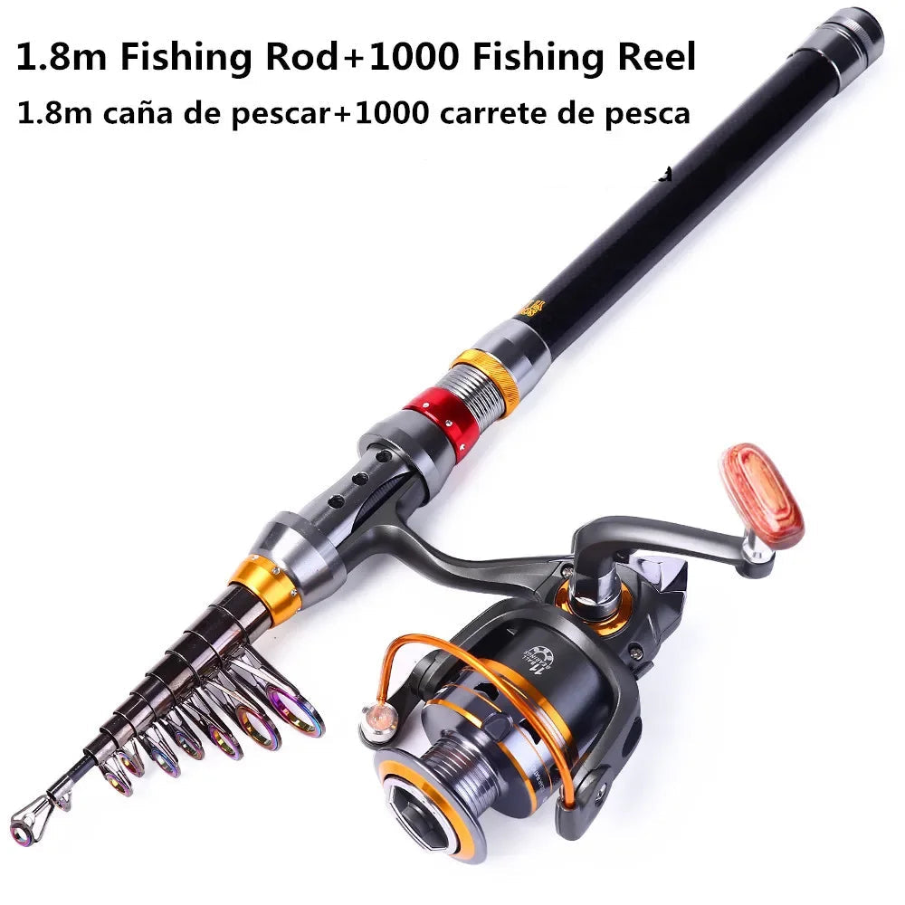 Canne à pêche télescopique avec moulinet – Fibre de carbone ultra résistante – OUTILS DE PECHE – Oceanis Gear