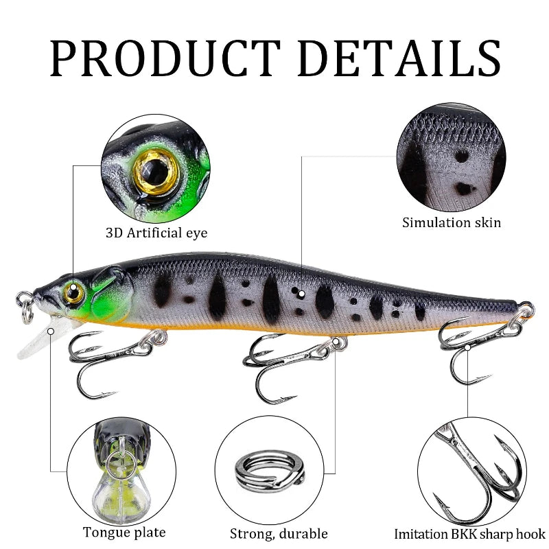 Kit de Leurres de Pêche Réalistes 12cm