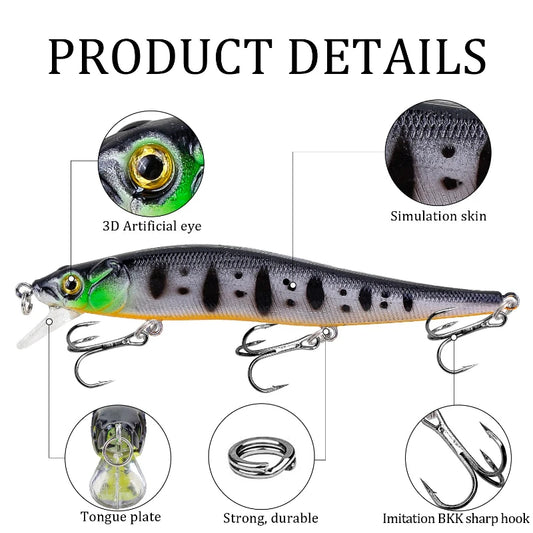 Kit de Leurres de Pêche Réalistes 12cm