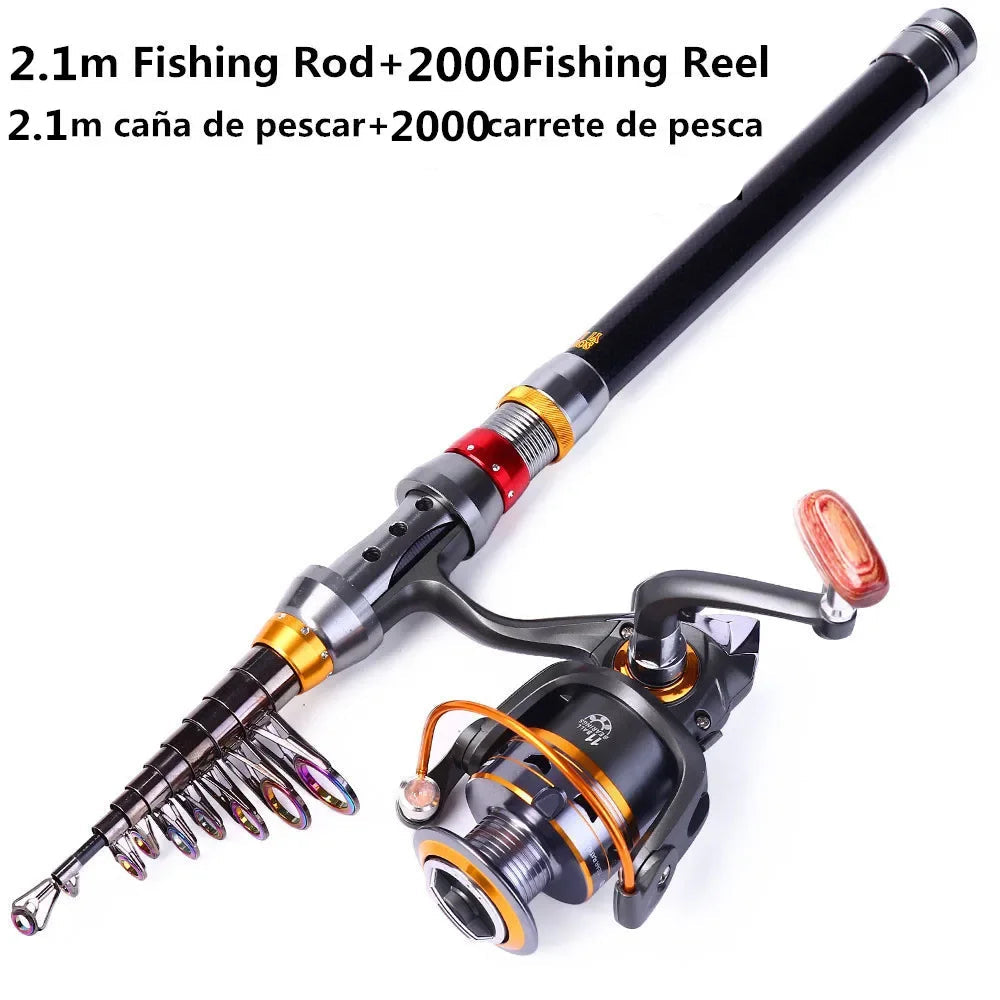 Canne à pêche télescopique avec moulinet – Fibre de carbone ultra résistante – OUTILS DE PECHE – Oceanis Gear