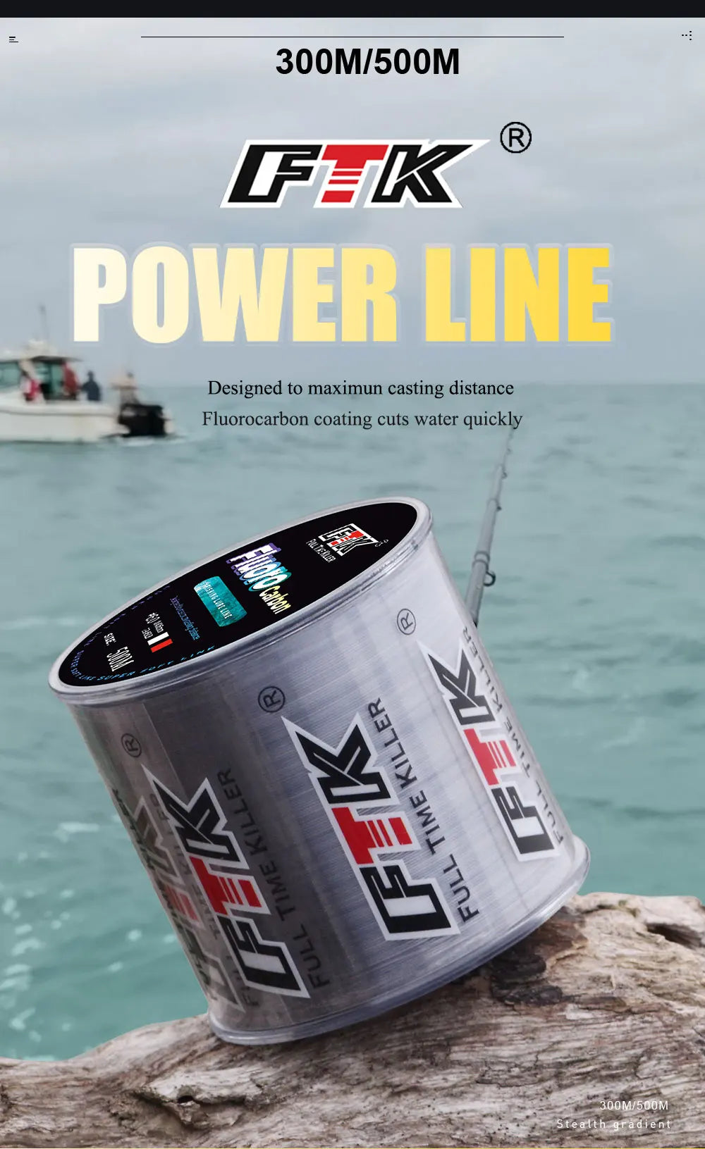 Ligne de pêche FTK 300M avec revêtement en fluorocarbone – OUTILS DE PECHE – Oceanis Gear