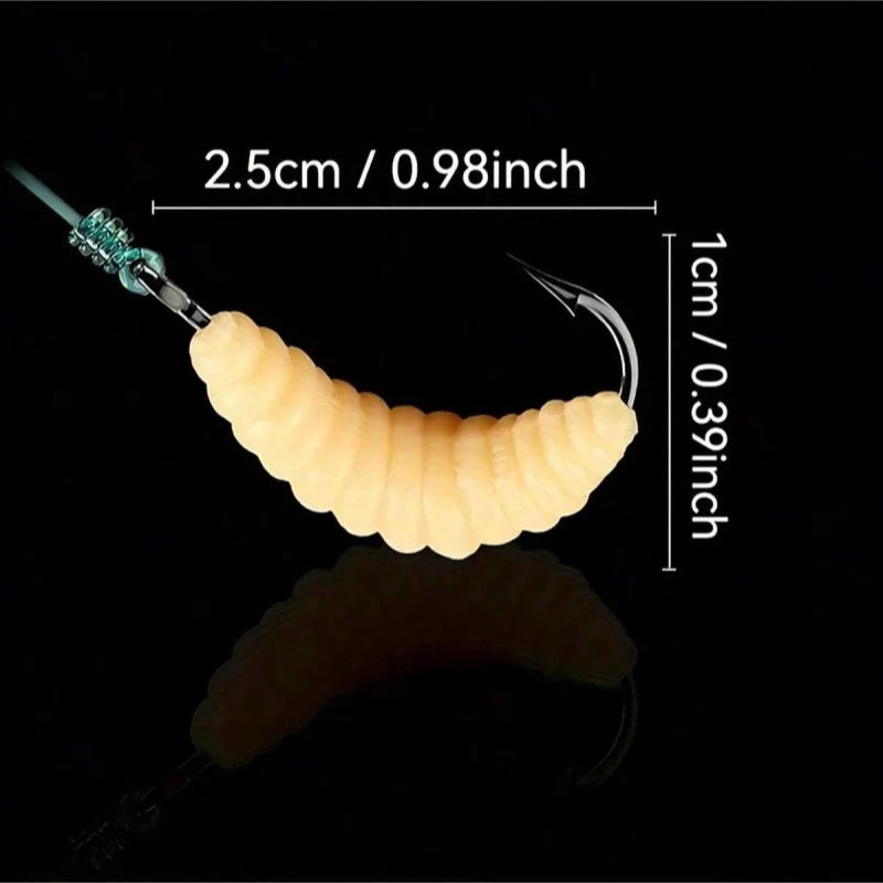 Appâts Asticots en Caoutchouc avec Hameçons