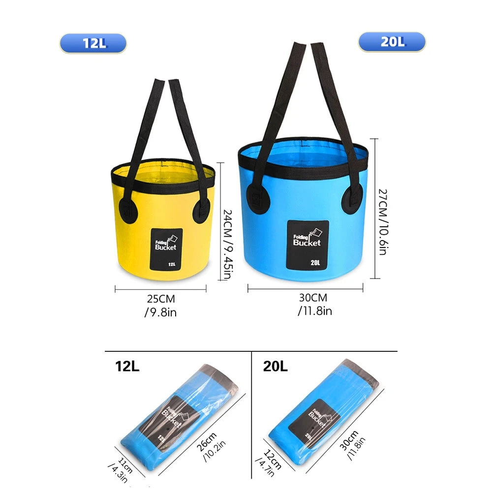 Seau Pliable Portable 12L - Sac de Stockage d'Eau avec Sangles pour Camping et Pêche – Équipement de Camping – Oceanis Gear