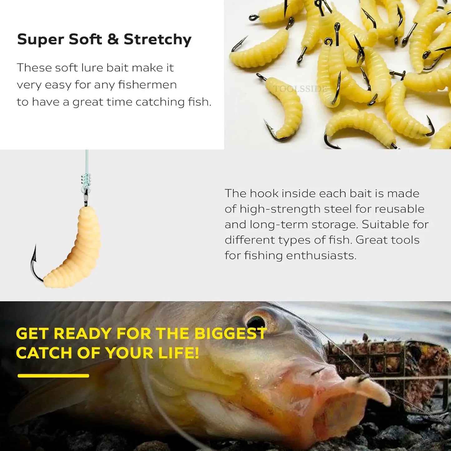 Leurres Souples Asticots Ultra-Réalistes - Pack 30 pcs – Leurres et Appâts – Oceanis Gear