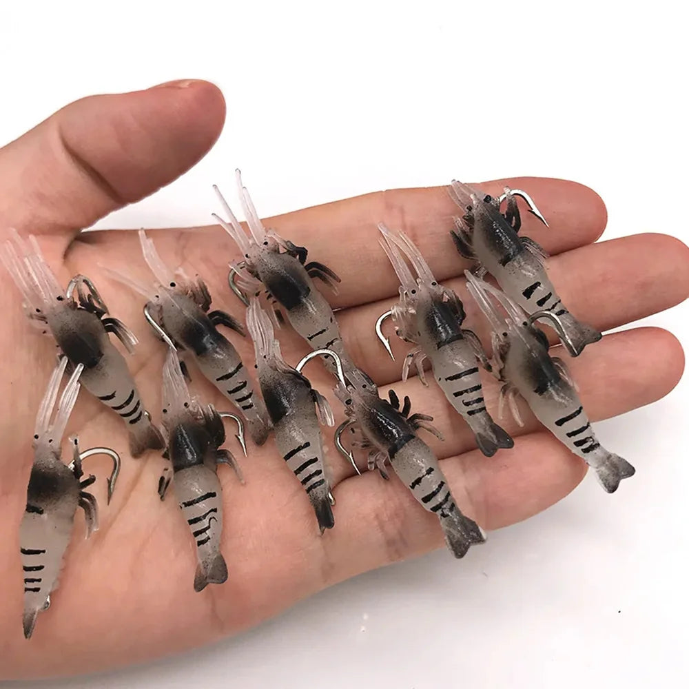 Crevettes Lumineuses Silicone x10 - Leurres – Leurres de Pêche – Oceanis Gear