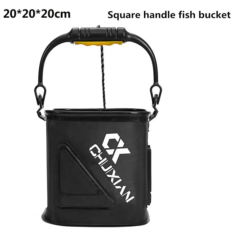 Seau de Pêche Pliable EVA Épais avec Couvercle - Vivier à Poissons Vivants et Appâts – Accessoires de Pêche – Oceanis Gear